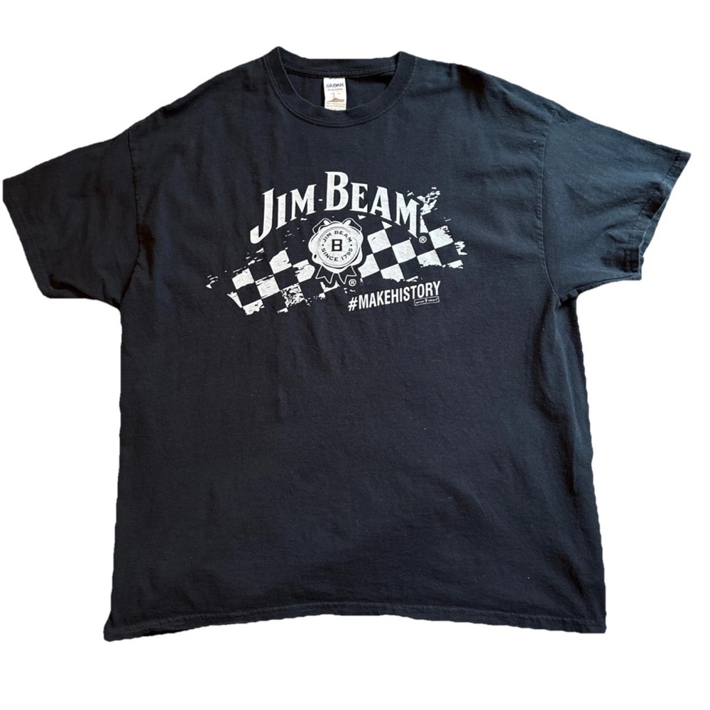 Jim Beam Racing Checkered Flag Make History XL Black T-Shirt Gildan Heavy Cotton
